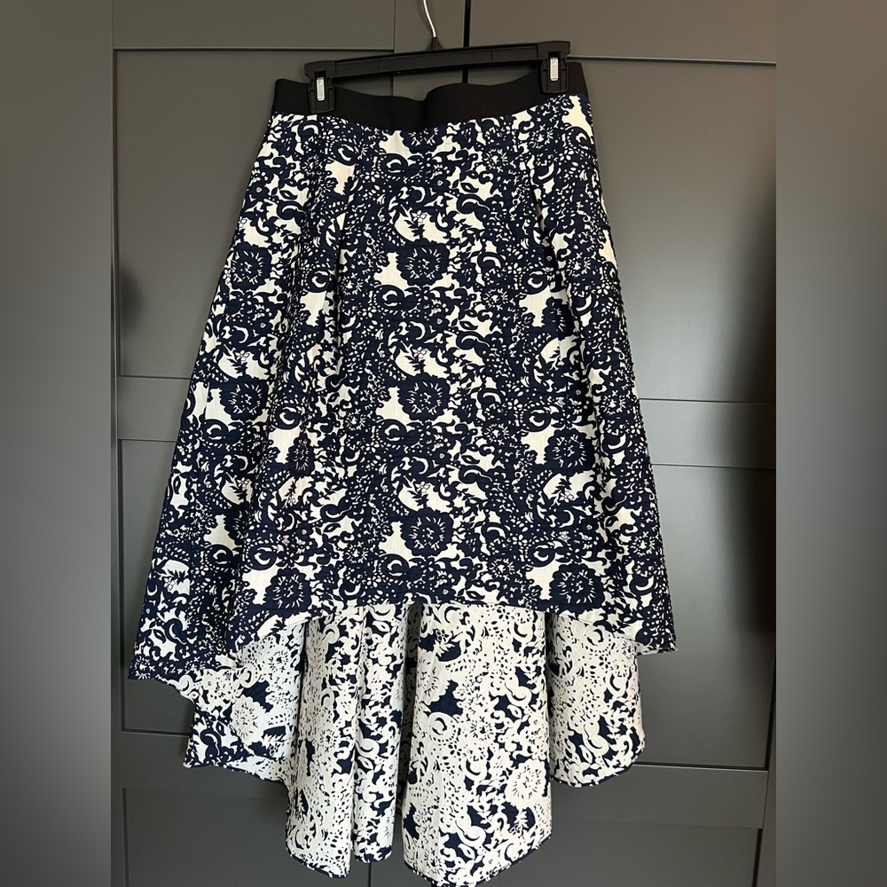 Sachin + Babi Navy and White Asymmetrical Skirt